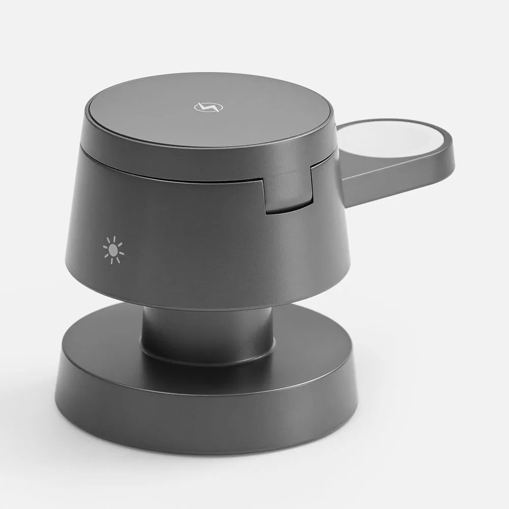 Станция беспроводной зарядки с подсветкой Lume, серая заказать онлайн с вашим дизайном на заказ в Москве и области