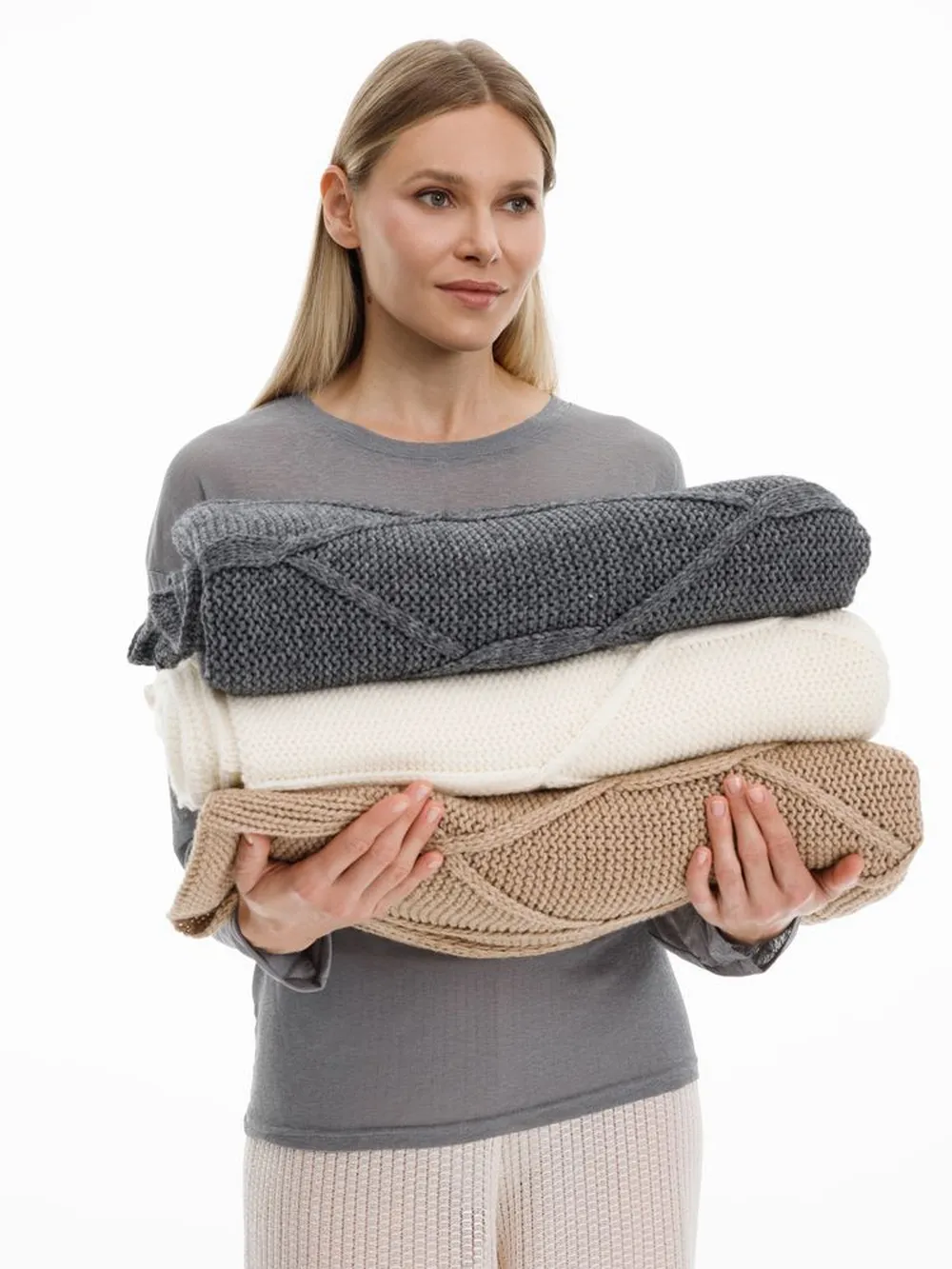 Плед Curve Verve, бежевый меланж заказать онлайн с вашим дизайном на заказ в Москве и области