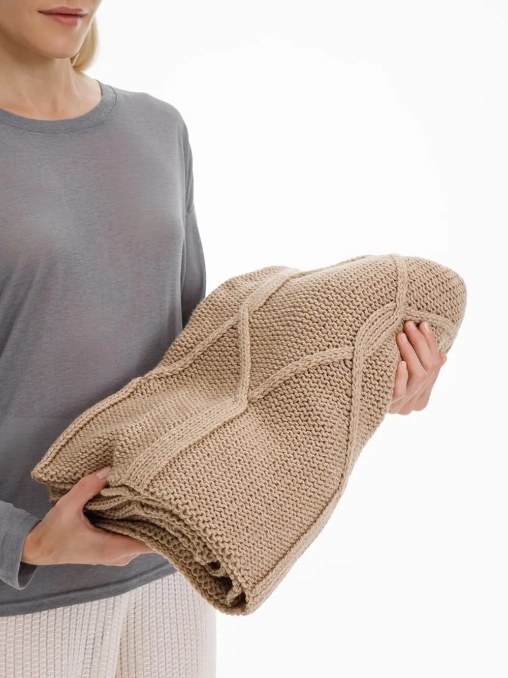 Плед Curve Verve, бежевый меланж заказать онлайн с вашим дизайном на заказ в Москве и области