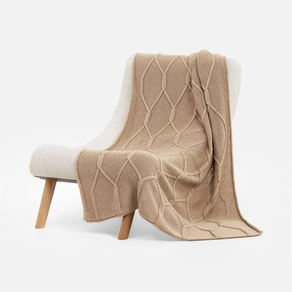 Плед Curve Verve, бежевый меланж заказать онлайн с вашим дизайном на заказ в Москве и области