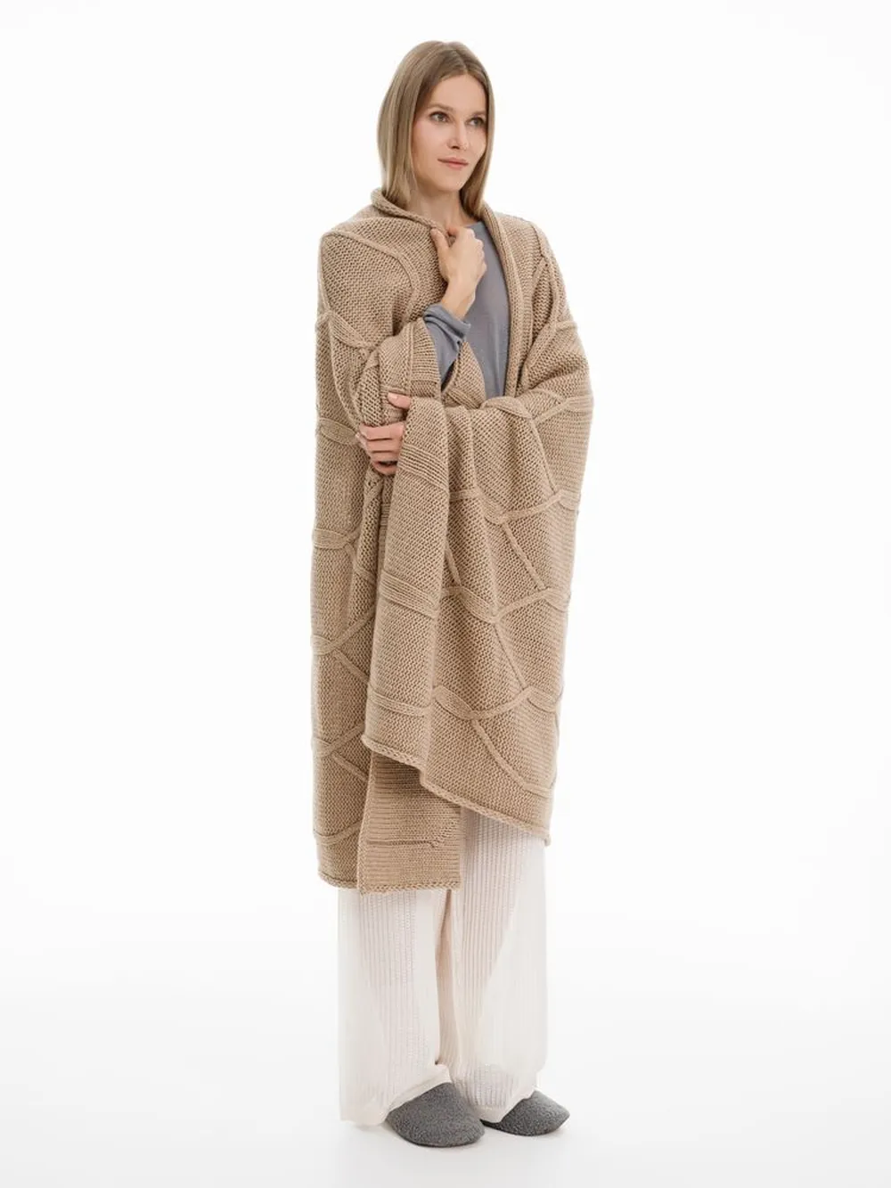 Плед Curve Verve, бежевый меланж заказать онлайн с вашим дизайном на заказ в Москве и области