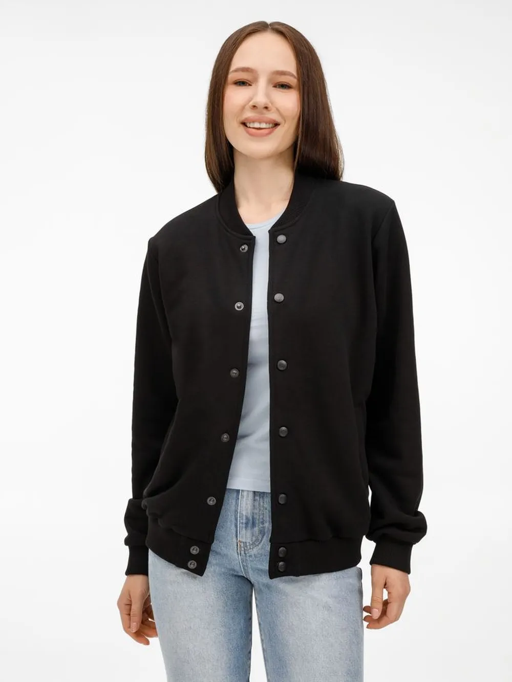 Бомбер унисекс Nuppu, черный заказать онлайн с вашим дизайном на заказ в Москве и области