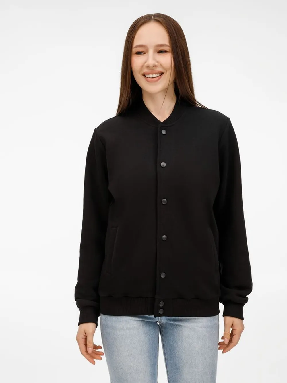 Бомбер унисекс Nuppu, черный заказать онлайн с вашим дизайном на заказ в Москве и области