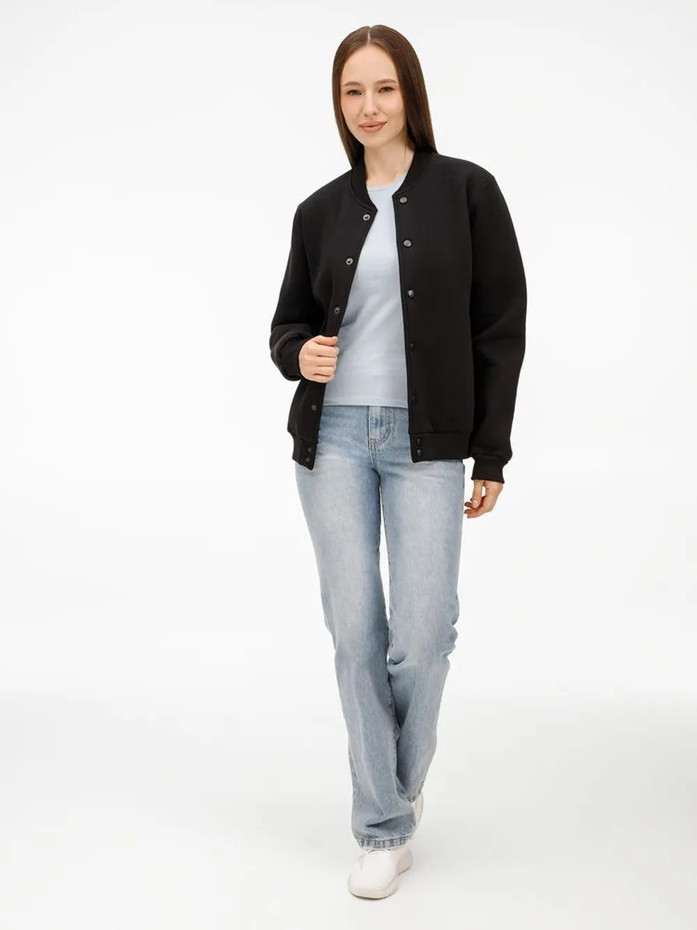 Бомбер унисекс AtmosWear, черный заказать онлайн с вашим дизайном на заказ в Москве и области