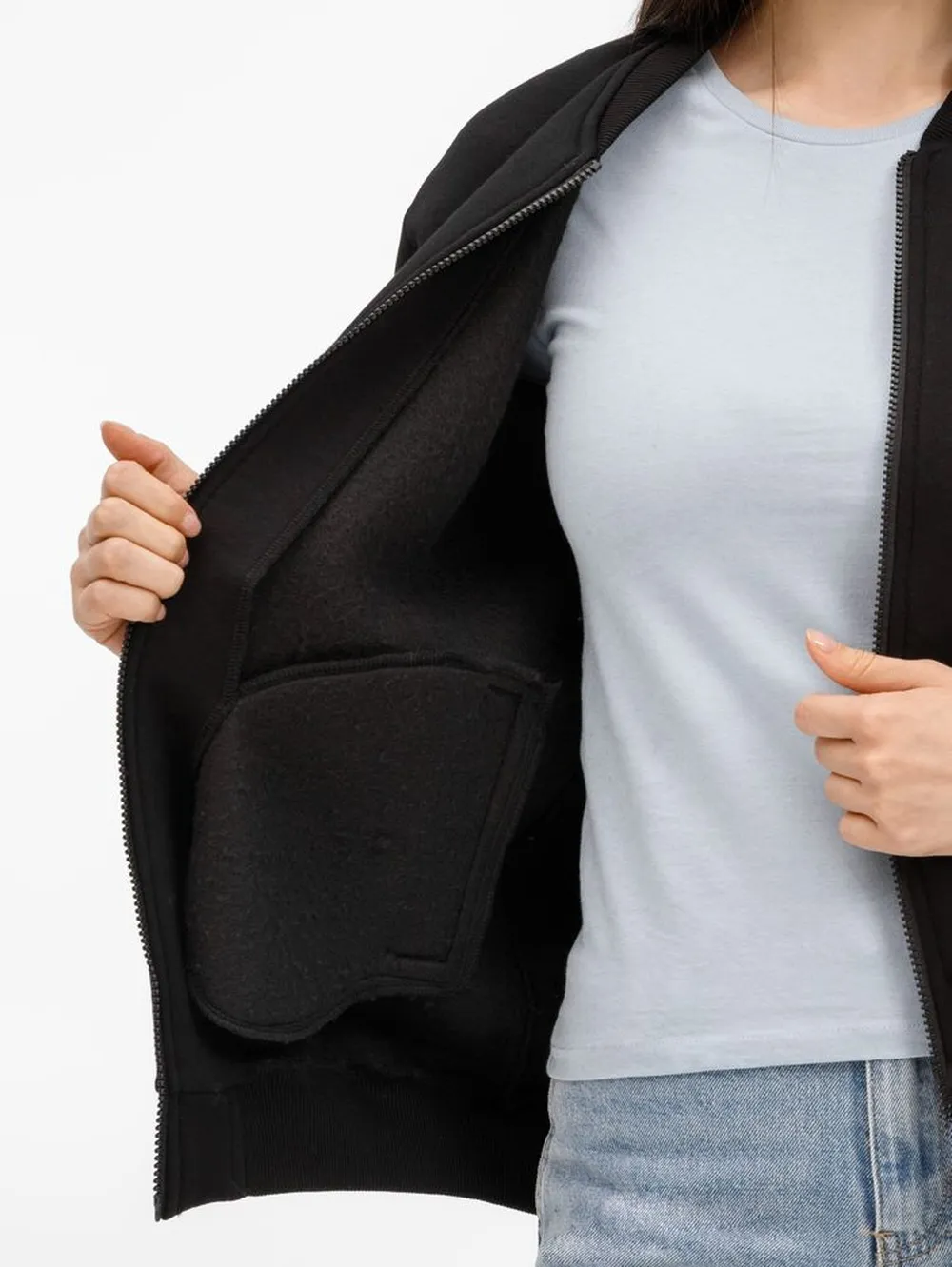 Бомбер унисекс Estado, черный заказать онлайн с вашим дизайном на заказ в Москве и области