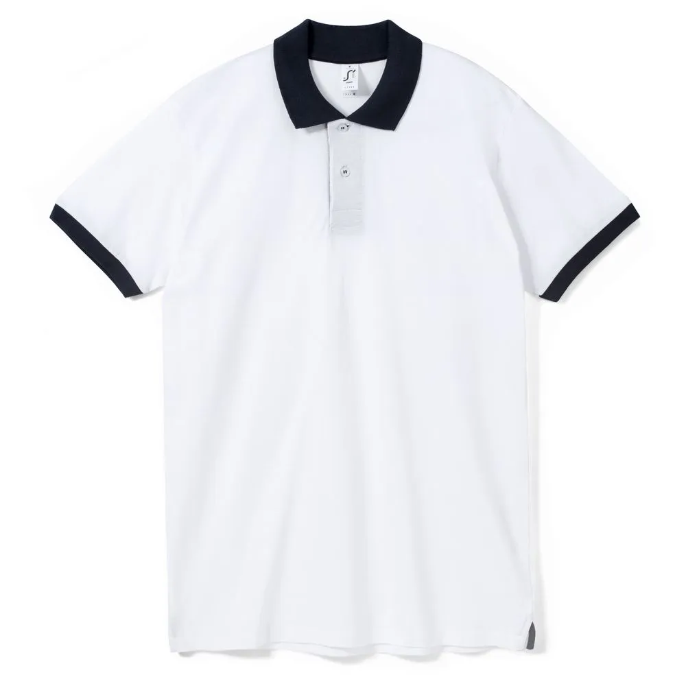 Рубашка поло Prince 190, белая с темно-синим заказать онлайн с вашим дизайном на заказ в Москве и области