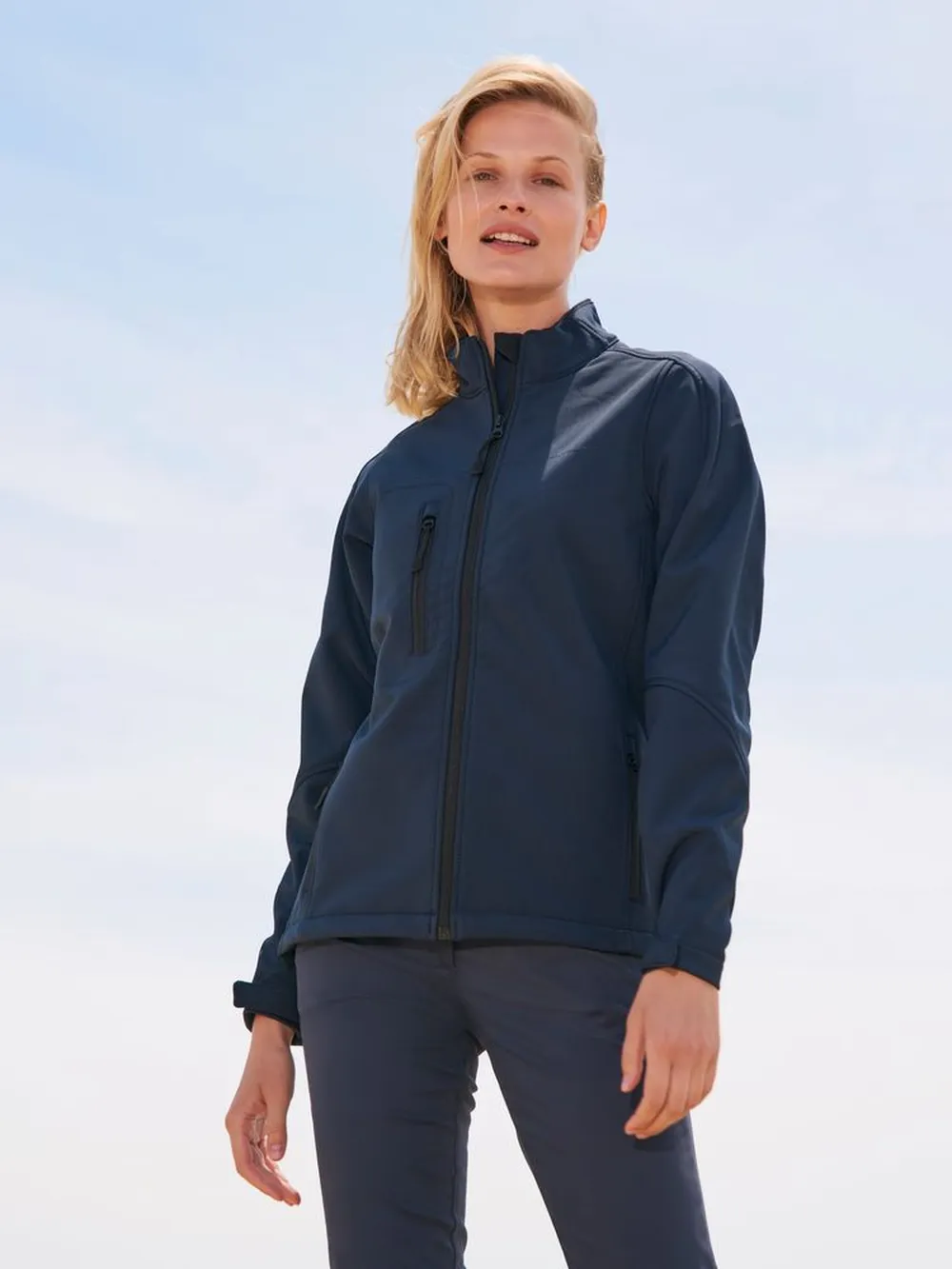 Куртка женская на молнии Roxy 340 ярко-синяя заказать онлайн с вашим дизайном на заказ в Москве и области