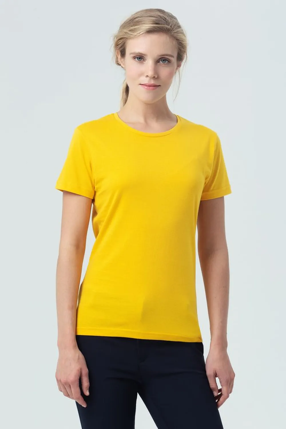 Футболка женская Miss 150, желтая заказать онлайн с вашим дизайном на заказ в Москве и области