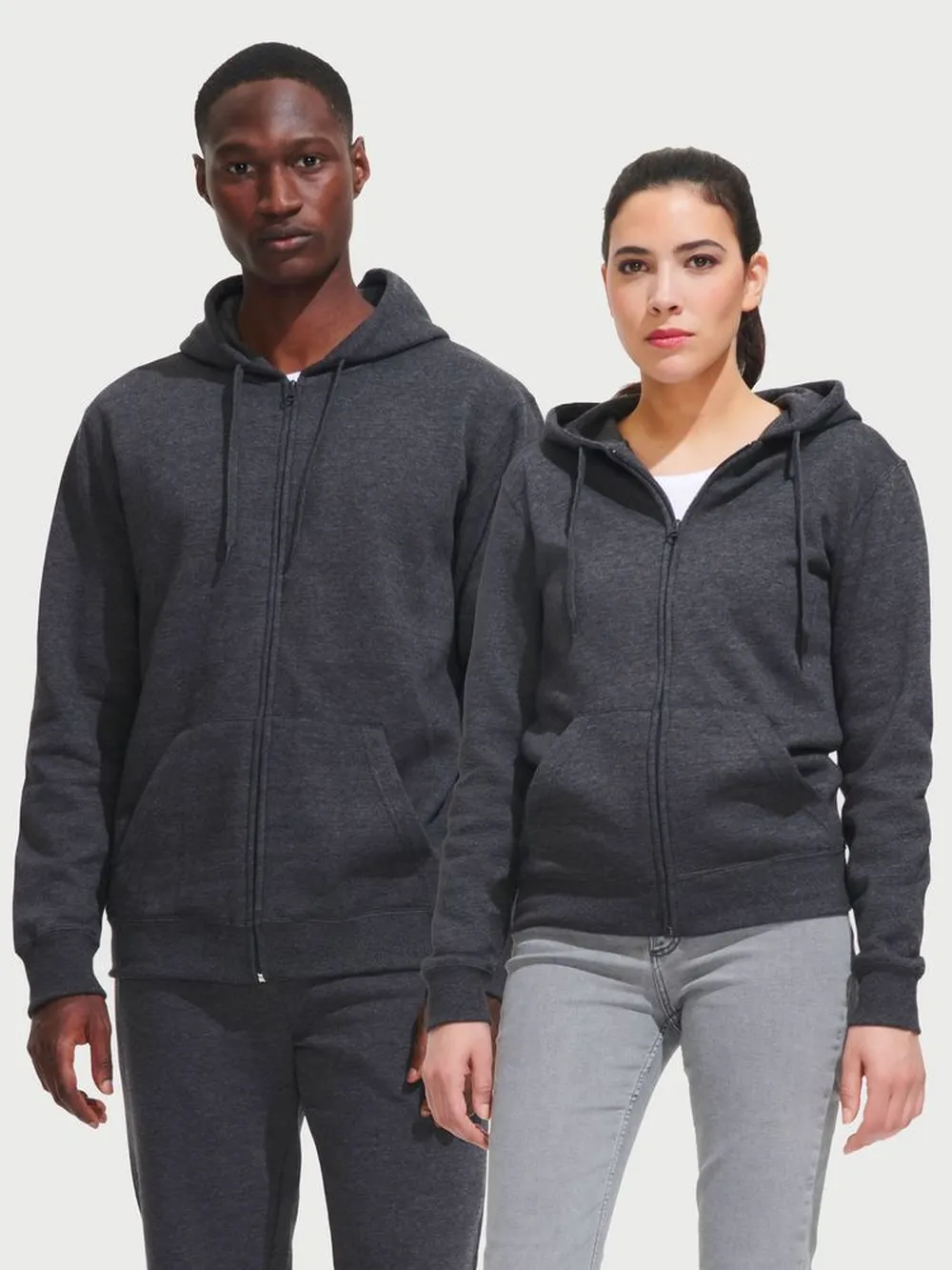 Толстовка женская на молнии с капюшоном Seven Women 290, серый меланж, размер XL заказать онлайн с вашим дизайном на заказ в Москве и области
