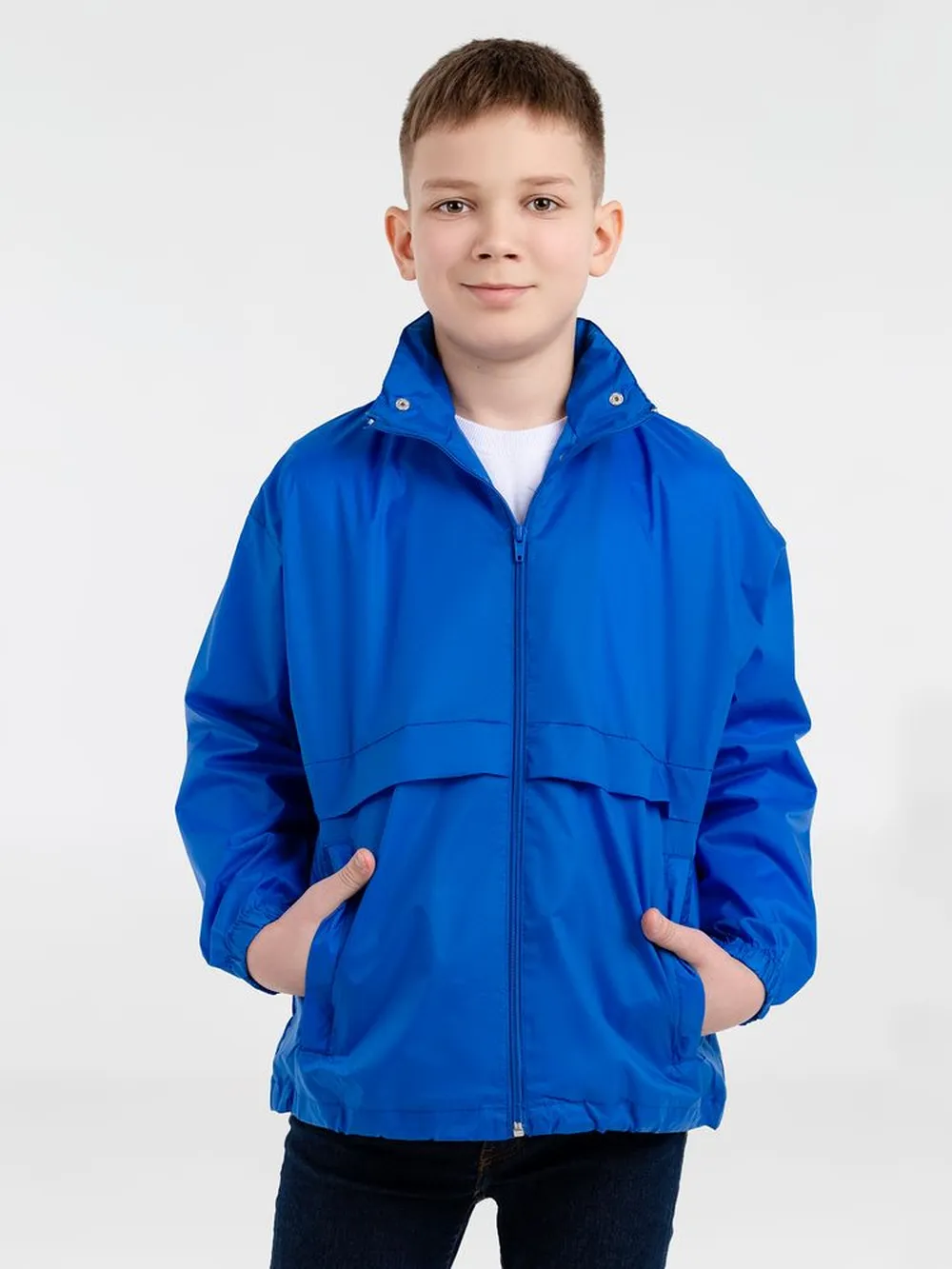 Ветровка детская Surf Kids, ярко-синяя, на рост 118-128 см (8 лет) заказать онлайн с вашим дизайном на заказ в Москве и области