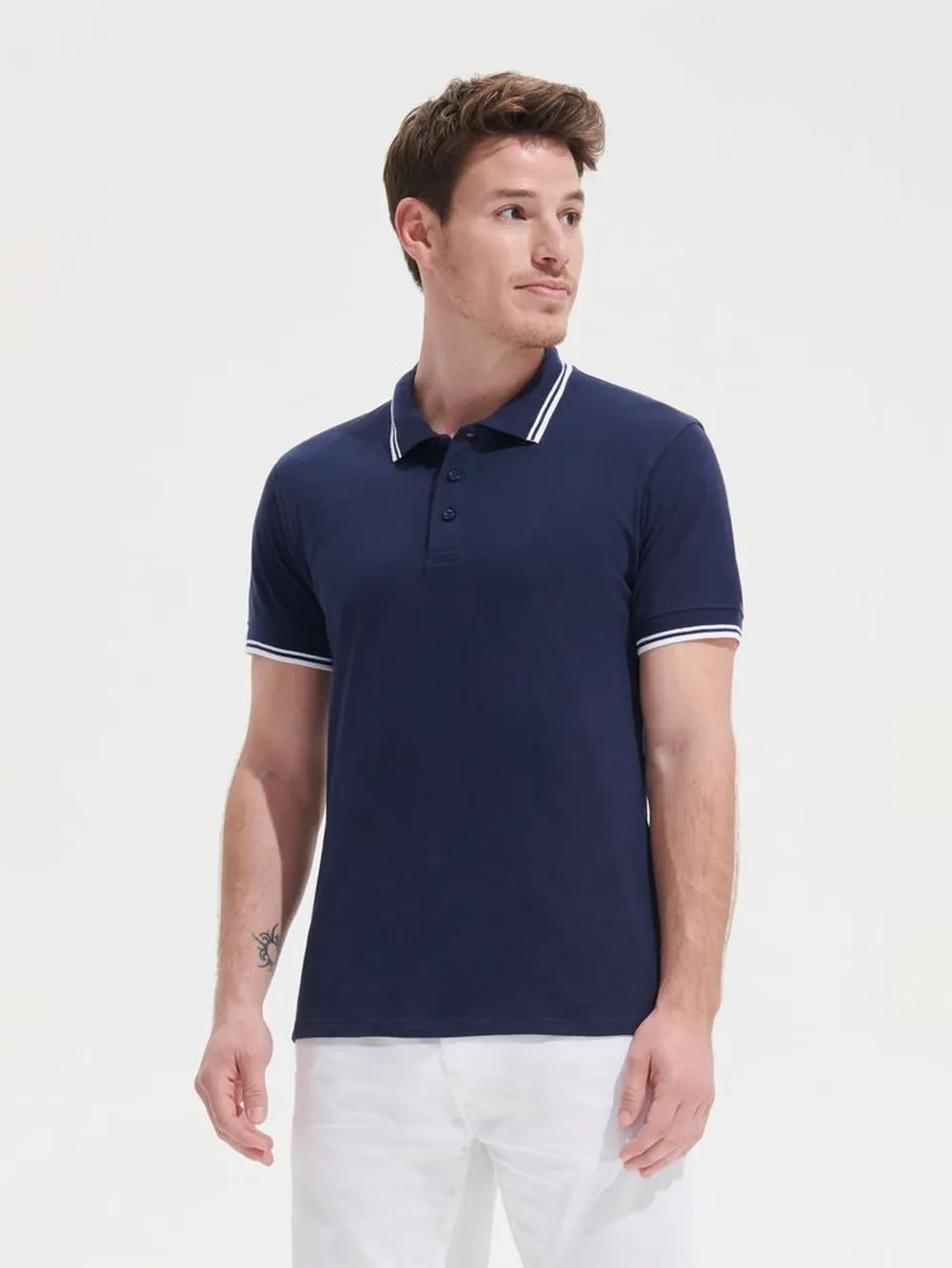 Рубашка поло мужская Pasadena Men 200 с контрастной отделкой, черный/зеленый, размер S заказать онлайн с вашим дизайном на заказ в Москве и области