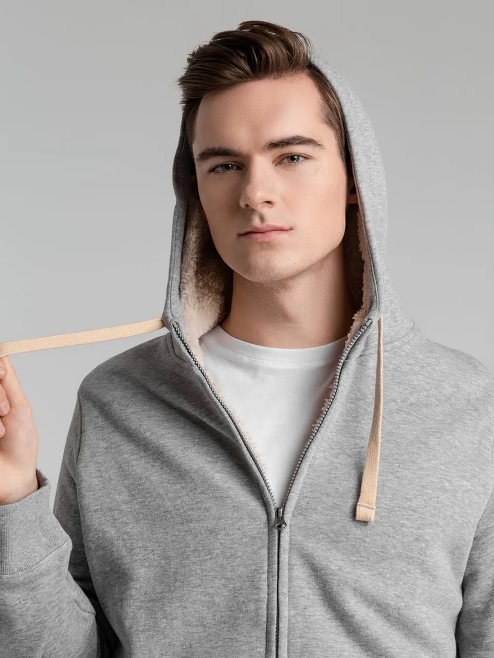 Толстовка унисекс на молнии Sherpa 280, серый меланж, размер L заказать онлайн с вашим дизайном на заказ в Москве и области