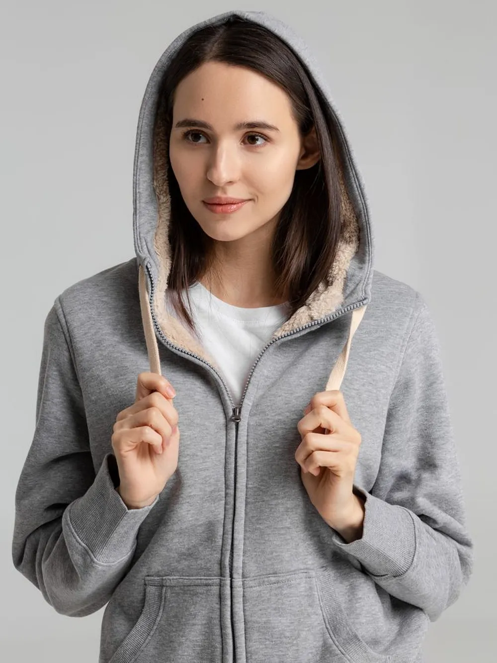 Толстовка унисекс на молнии Sherpa 280, серый меланж, размер L заказать онлайн с вашим дизайном на заказ в Москве и области