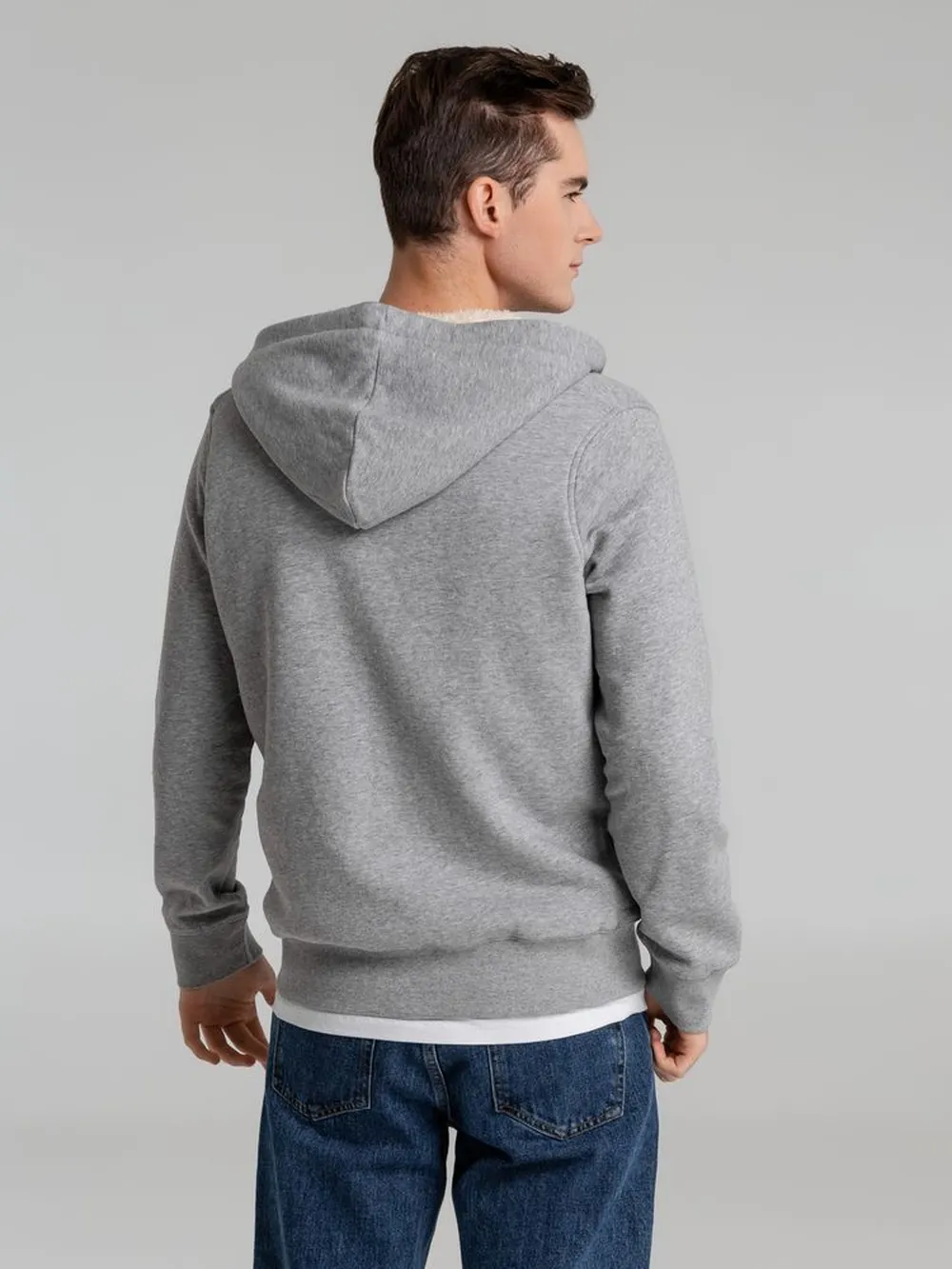 Толстовка унисекс на молнии Sherpa 280, серый меланж, размер L заказать онлайн с вашим дизайном на заказ в Москве и области