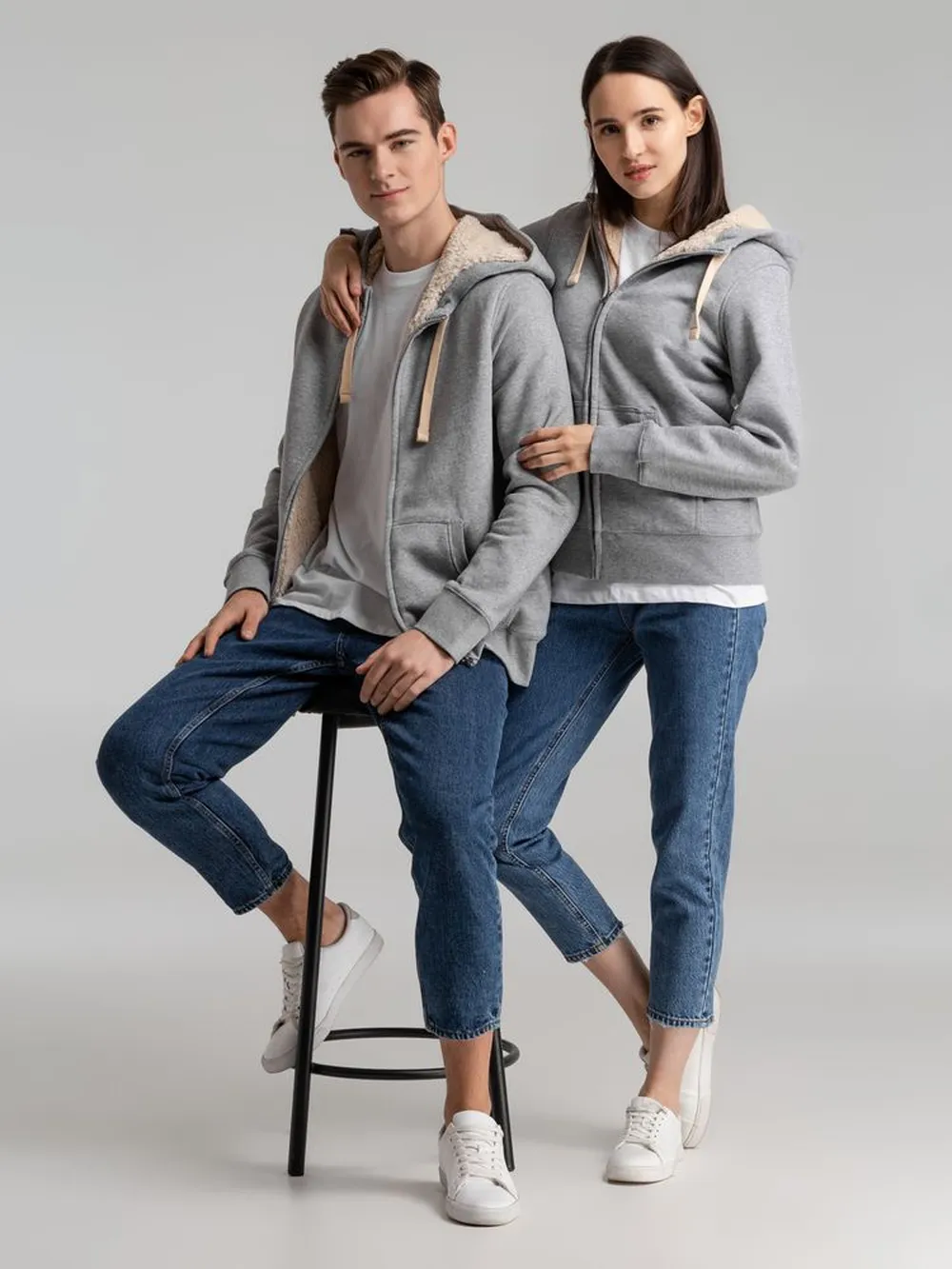 Толстовка унисекс на молнии Sherpa 280, серый меланж, размер L заказать онлайн с вашим дизайном на заказ в Москве и области