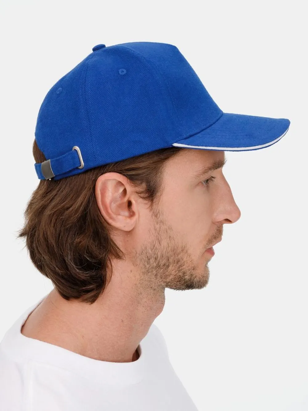 Бейсболка Long Beach, ярко-синяя с белым заказать онлайн с вашим дизайном на заказ в Москве и области