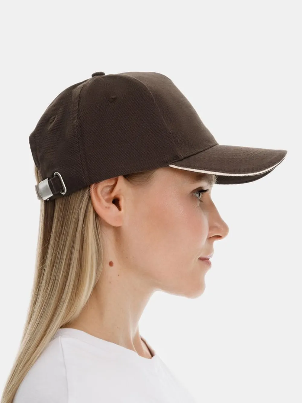 Бейсболка Long Beach, коричневая с бежевым заказать онлайн с вашим дизайном на заказ в Москве и области