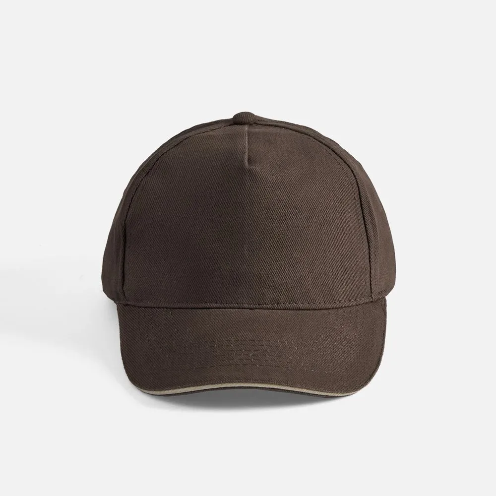 Бейсболка Long Beach, коричневая с бежевым заказать онлайн с вашим дизайном на заказ в Москве и области