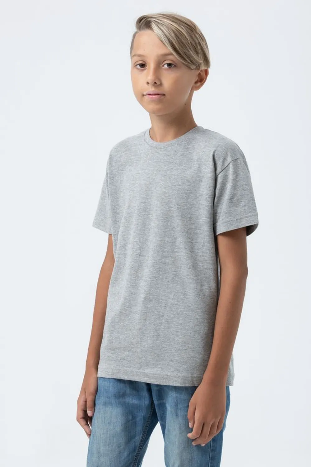 Футболка детская Regent Fit Kids, серый меланж заказать онлайн с вашим дизайном на заказ в Москве и области