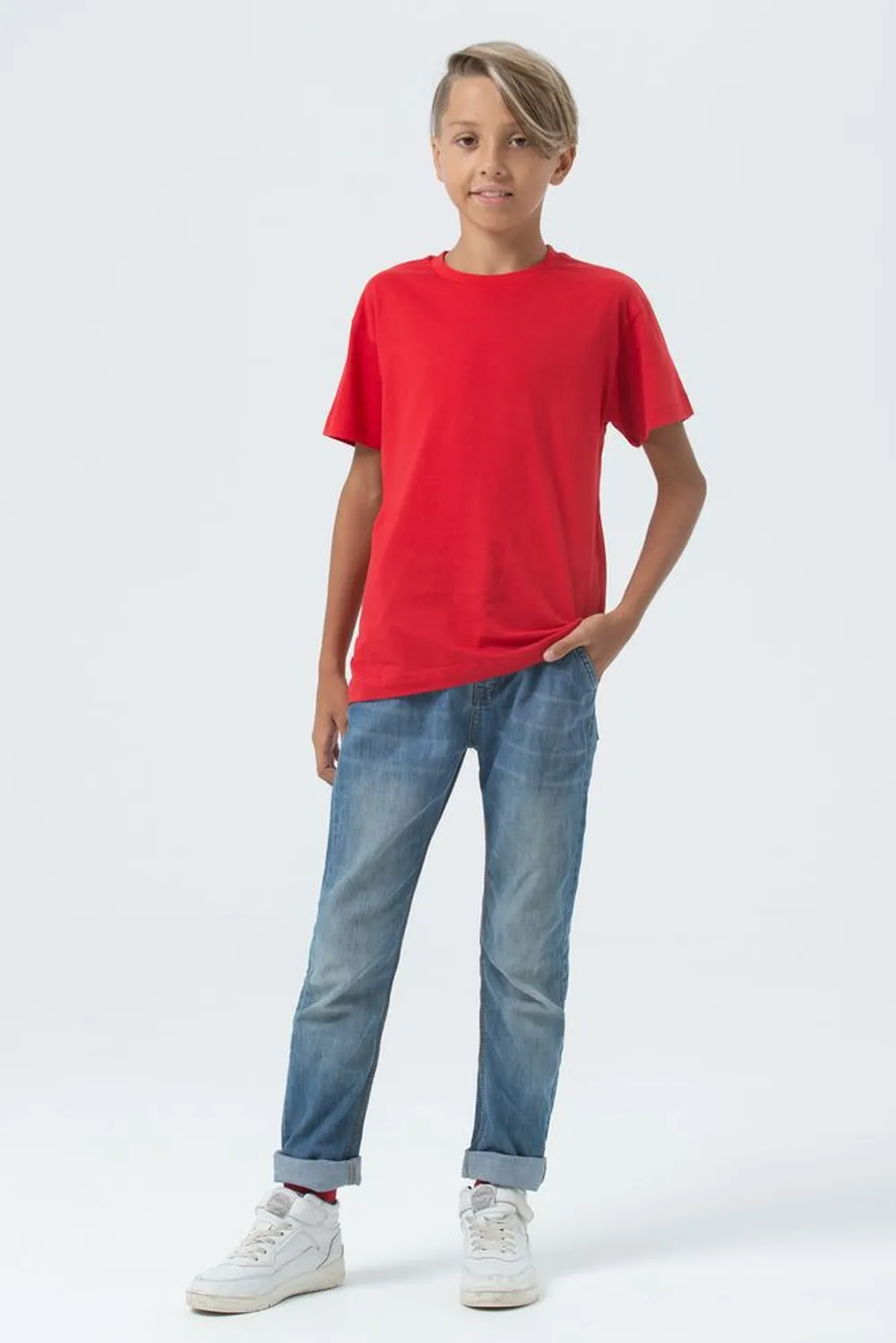 Футболка детская Regent Fit Kids, красная, на рост 130-140 см (10 лет) заказать онлайн с вашим дизайном на заказ в Москве и области
