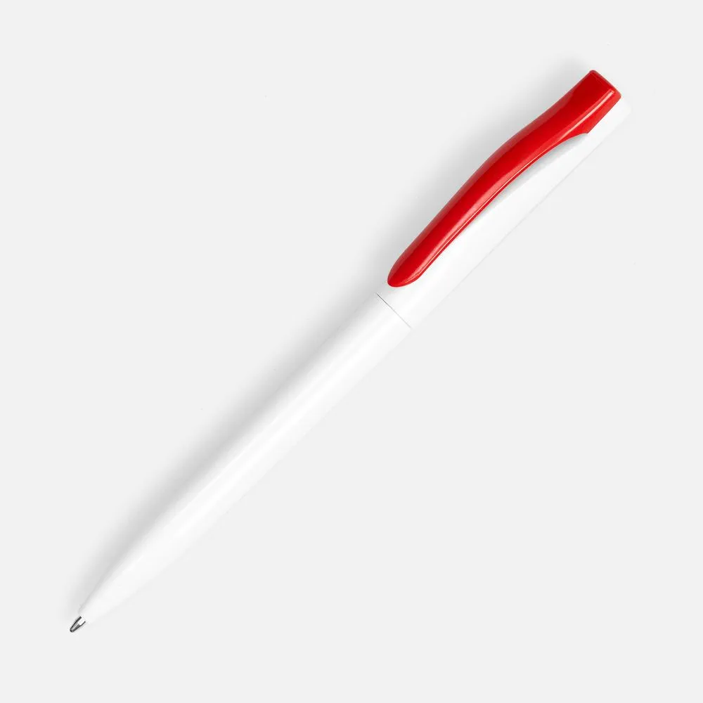 Ручка шариковая Pin, белая с красным заказать онлайн с вашим дизайном на заказ в Москве и области