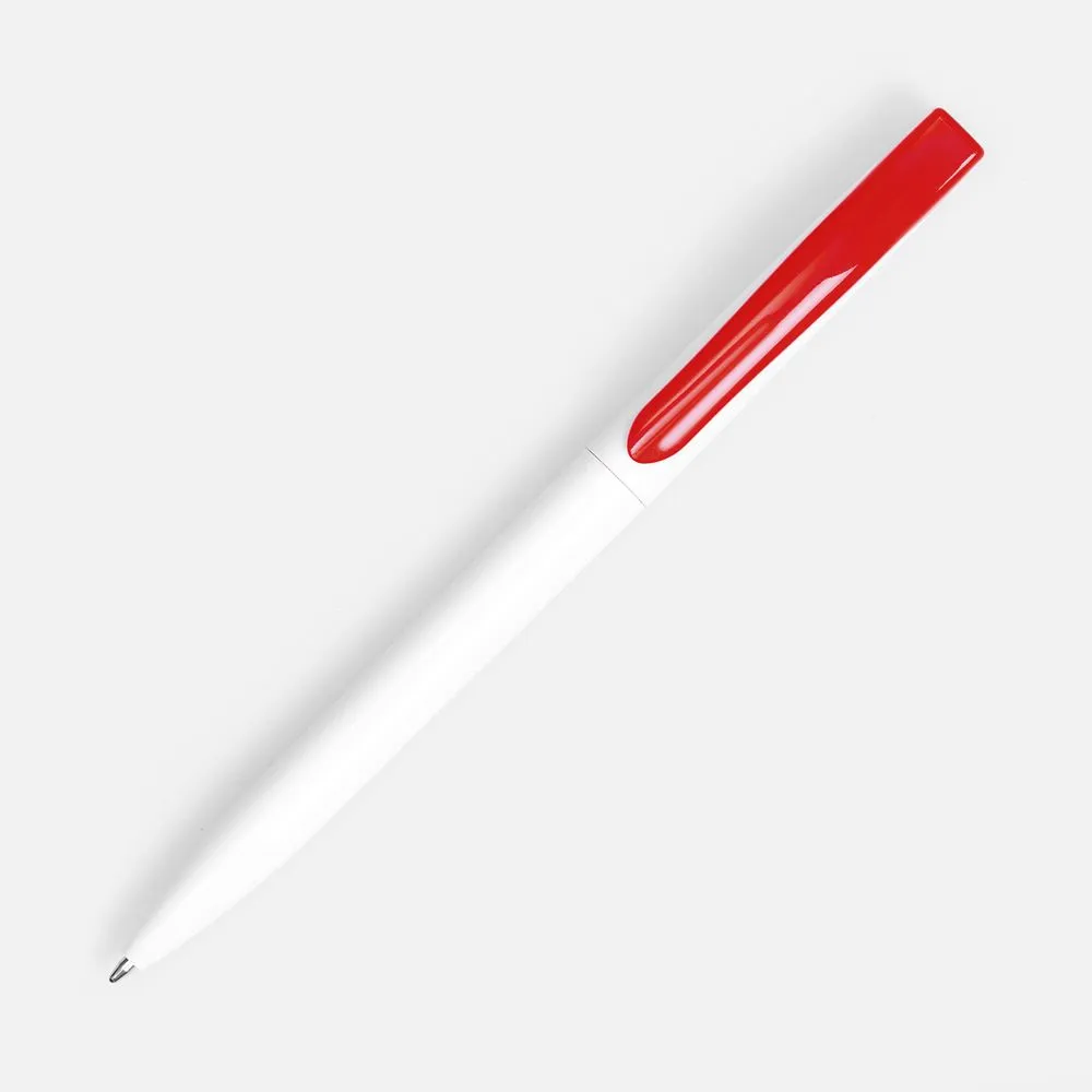 Ручка шариковая Pin, белая с красным заказать онлайн с вашим дизайном на заказ в Москве и области