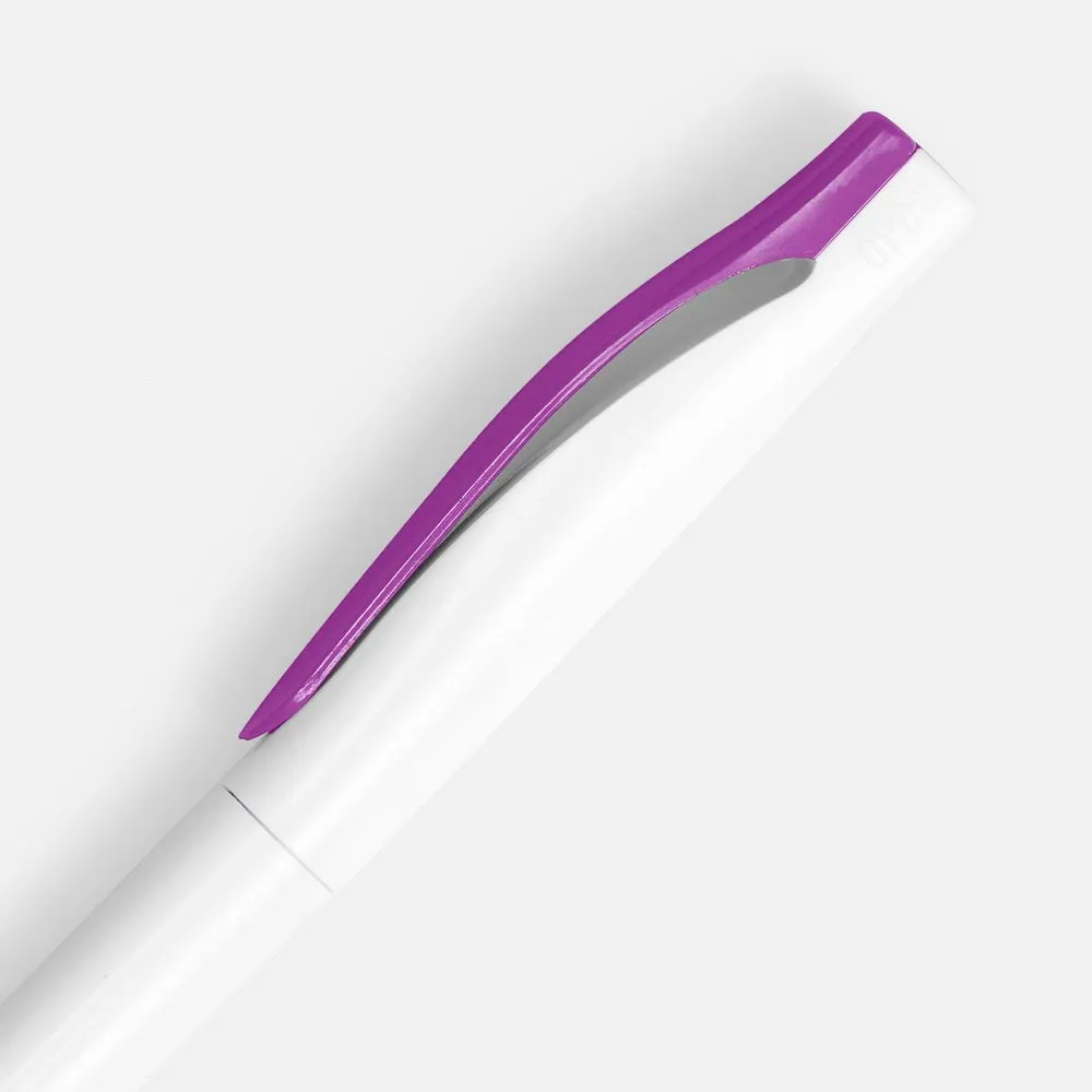 Ручка шариковая Pin, белая с фиолетовым заказать онлайн с вашим дизайном на заказ в Москве и области