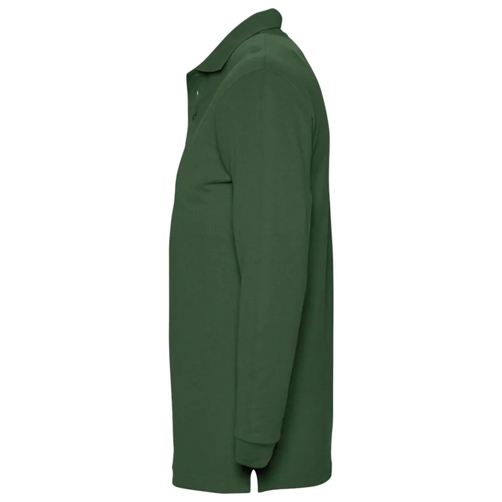 Рубашка поло мужская с длинным рукавом Winter II 210 темно-зеленая, размер M заказать онлайн с вашим дизайном на заказ в Москве и области