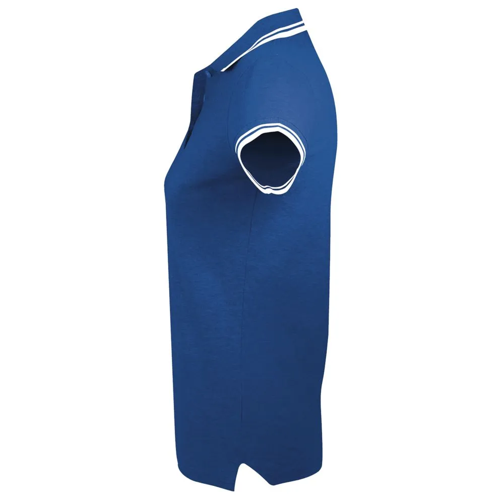 Рубашка поло женская Pasadena Women 200 с контрастной отделкой ярко-синяя с белым, размер L заказать онлайн с вашим дизайном на заказ в Москве и области