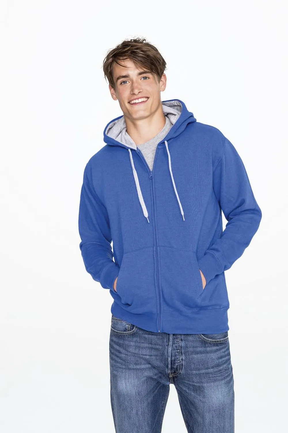 Толстовка мужская на молнии Soul men 290 с контрастным капюшоном черная, размер S заказать онлайн с вашим дизайном на заказ в Москве и области