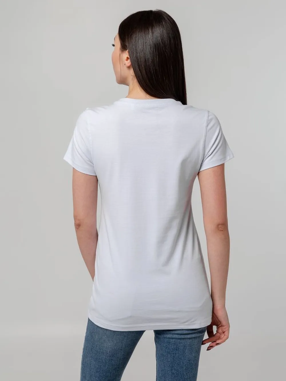Футболка женская T-bolka Stretch Lady, белая, размер XXL заказать онлайн с вашим дизайном на заказ в Москве и области