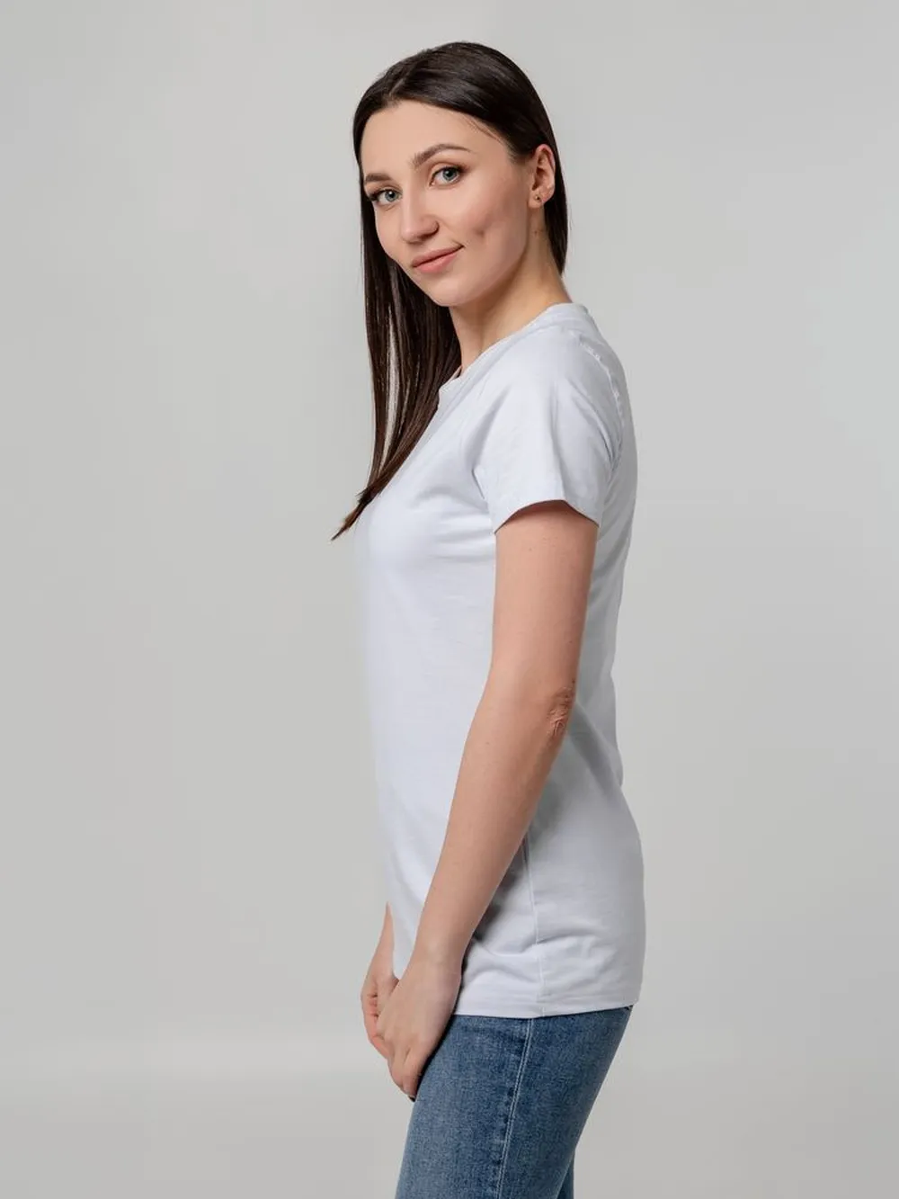 Футболка женская T-bolka Stretch Lady, белая, размер XXL заказать онлайн с вашим дизайном на заказ в Москве и области