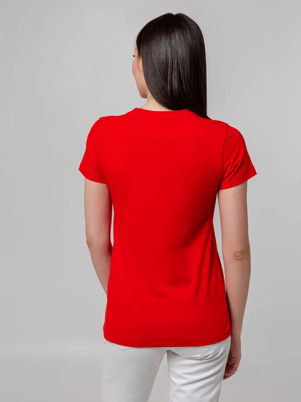 Футболка женская T-bolka Stretch Lady, красная, размер XL заказать онлайн с вашим дизайном на заказ в Москве и области