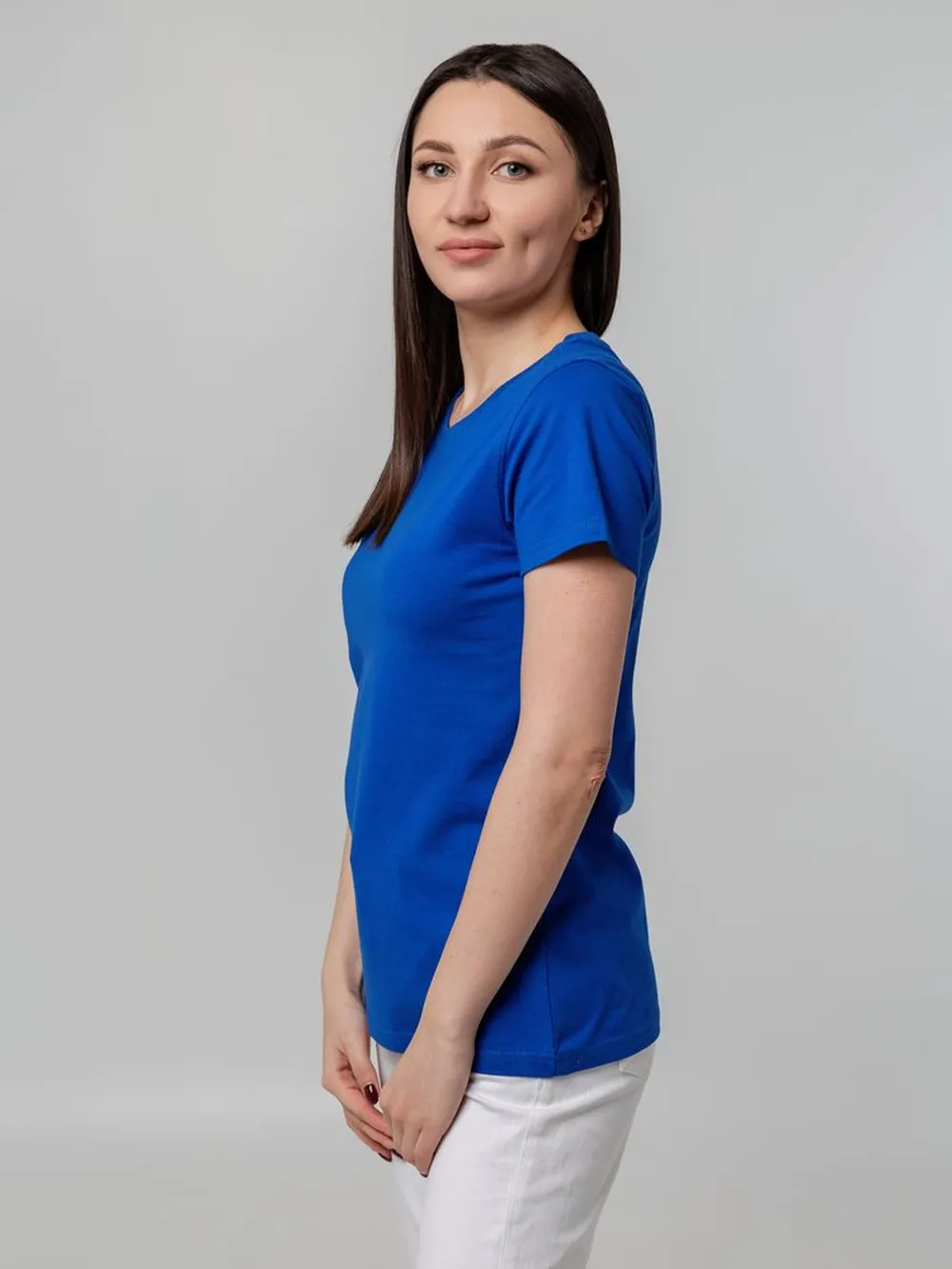 Футболка женская T-bolka Stretch Lady, ярко-синяя (royal), размер XL заказать онлайн с вашим дизайном на заказ в Москве и области