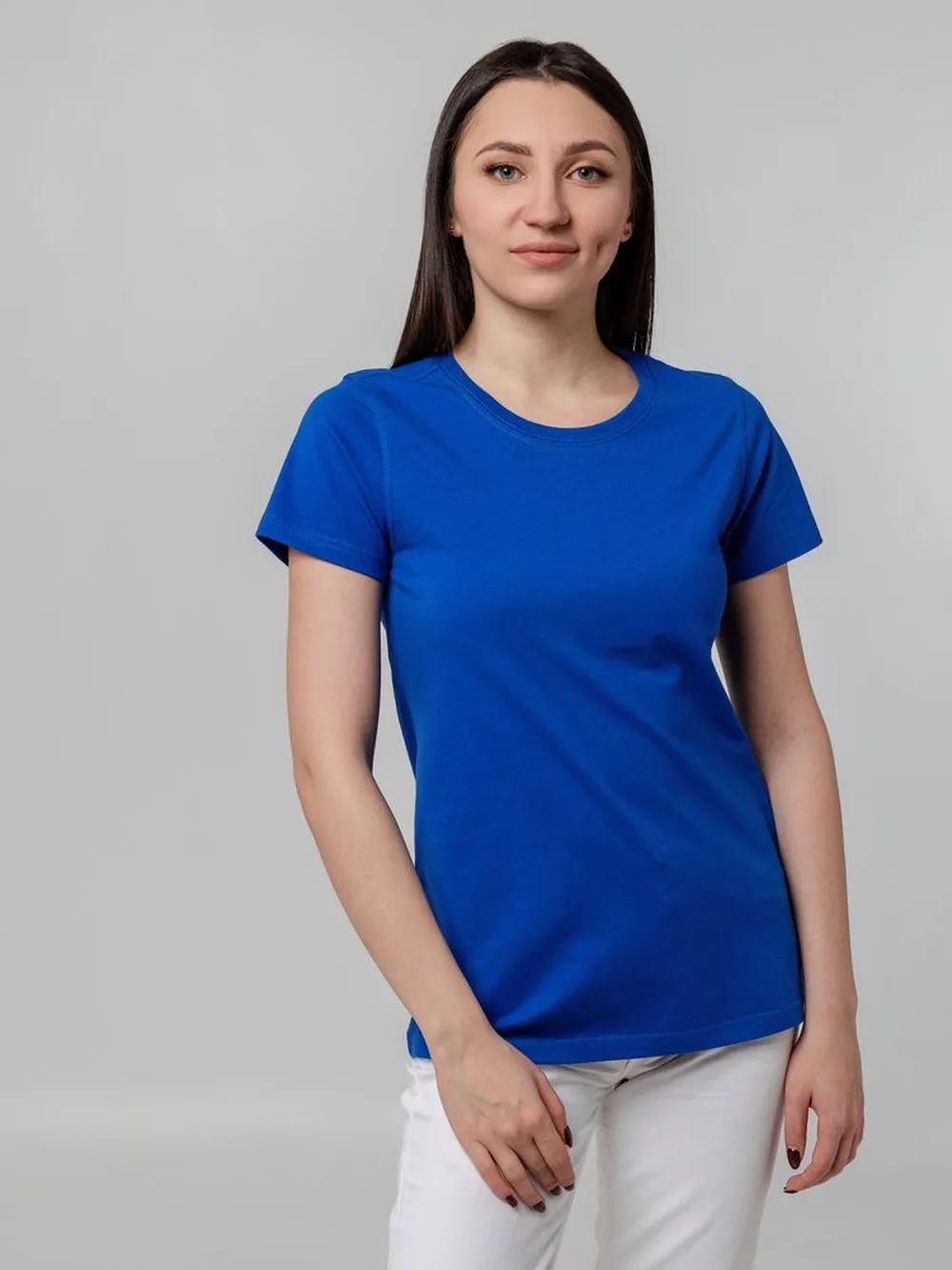 Футболка женская T-bolka Stretch Lady, ярко-синяя (royal), размер XL заказать онлайн с вашим дизайном на заказ в Москве и области