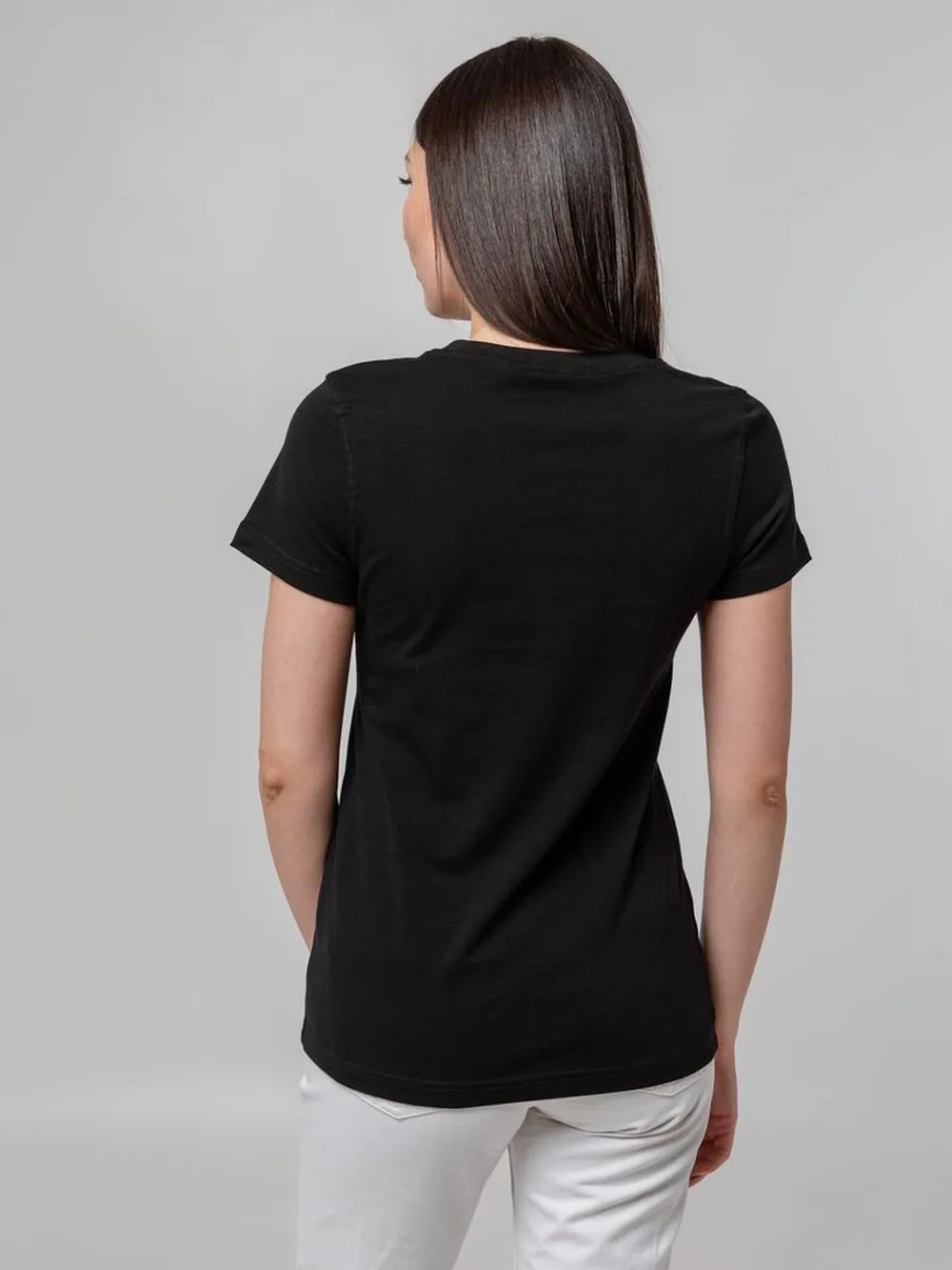 Футболка женская T-bolka Stretch Lady, черная, размер XXL заказать онлайн с вашим дизайном на заказ в Москве и области