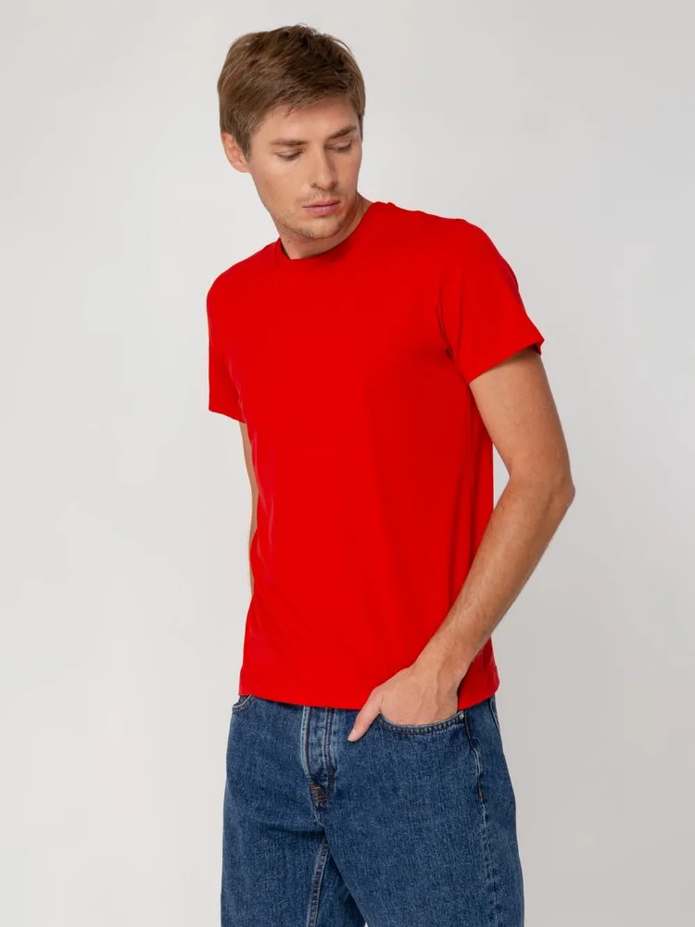 Футболка мужская T-bolka Stretch, красная, размер XXL заказать онлайн с вашим дизайном на заказ в Москве и области