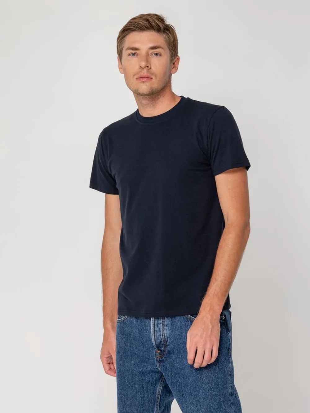 Футболка мужская T-bolka Stretch, темно-синяя (navy), размер L заказать онлайн с вашим дизайном на заказ в Москве и области