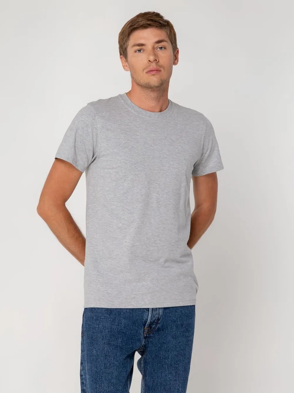 Футболка мужская T-bolka Stretch, серый меланж заказать онлайн с вашим дизайном на заказ в Москве и области