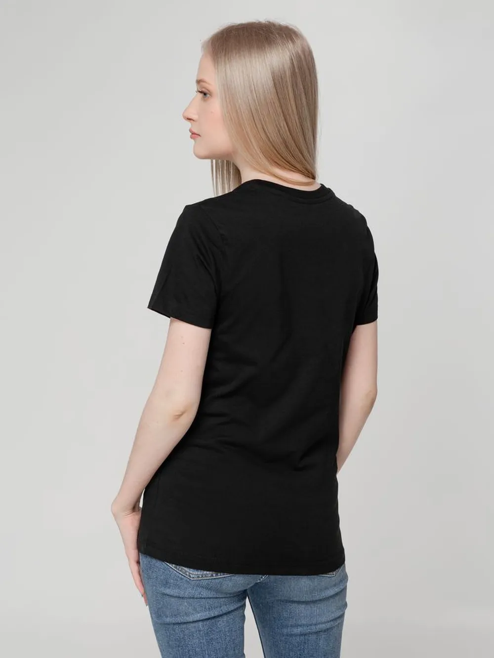 Футболка женская T-bolka Lady, черная, размер M заказать онлайн с вашим дизайном на заказ в Москве и области