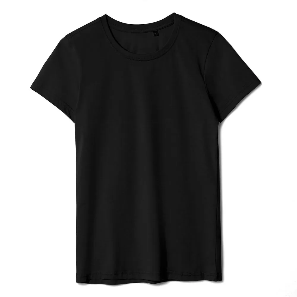 Футболка женская T-bolka Lady, черная, размер M заказать онлайн с вашим дизайном на заказ в Москве и области