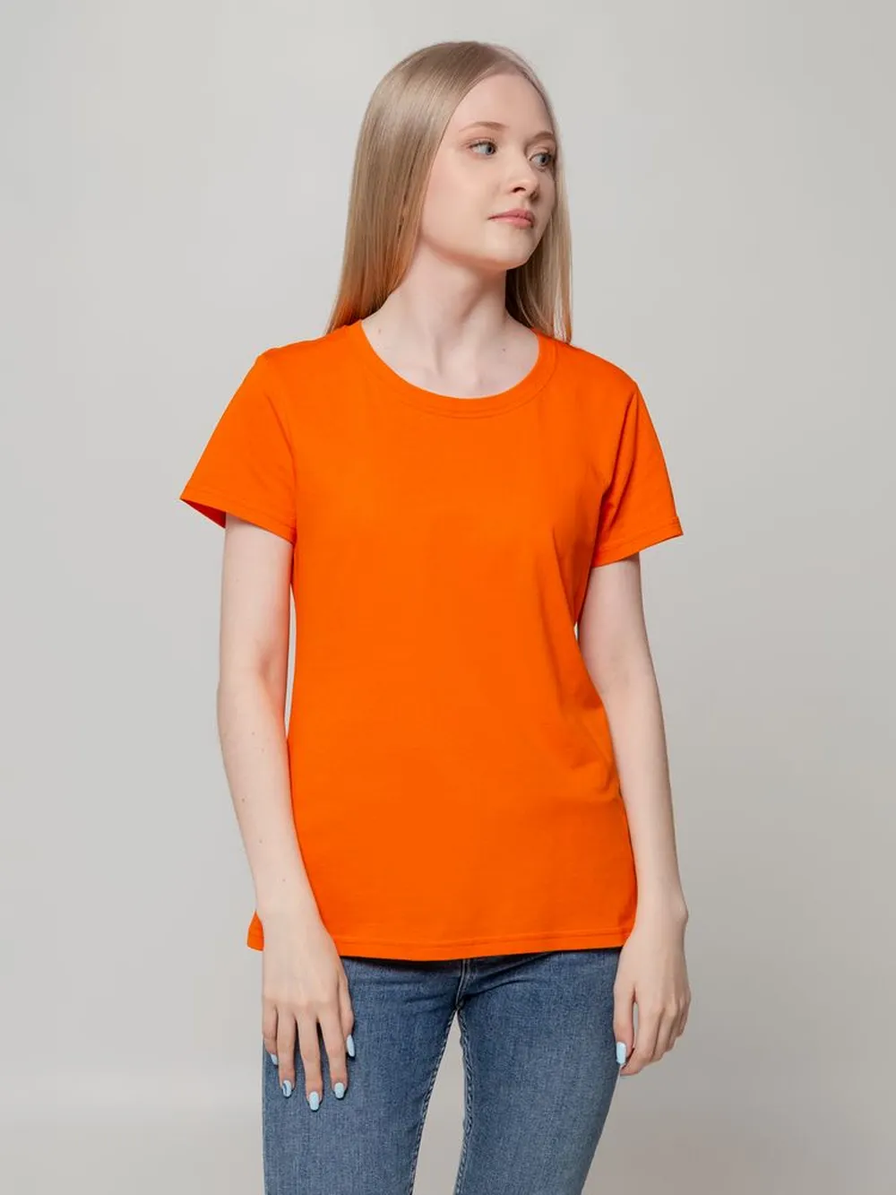 Футболка женская T-bolka Lady оранжевая, размер XL заказать онлайн с вашим дизайном на заказ в Москве и области