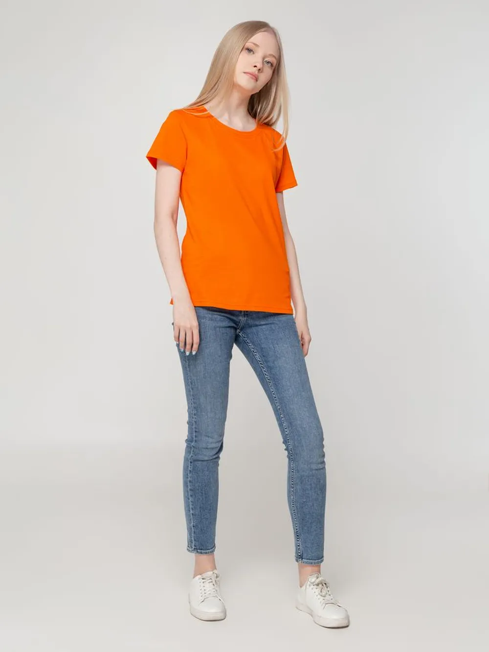 Футболка женская T-bolka Lady оранжевая, размер XL заказать онлайн с вашим дизайном на заказ в Москве и области