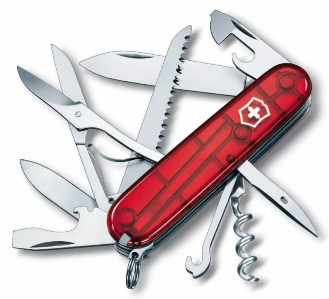 Офицерский нож Huntsman 91, прозрачный красный заказать онлайн с вашим дизайном на заказ в Москве и области