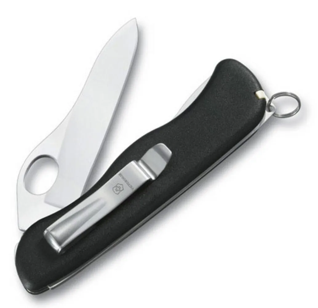 Солдатский нож с фиксатором лезвия Sentinel One Hand Clip, черный заказать онлайн с вашим дизайном на заказ в Москве и области