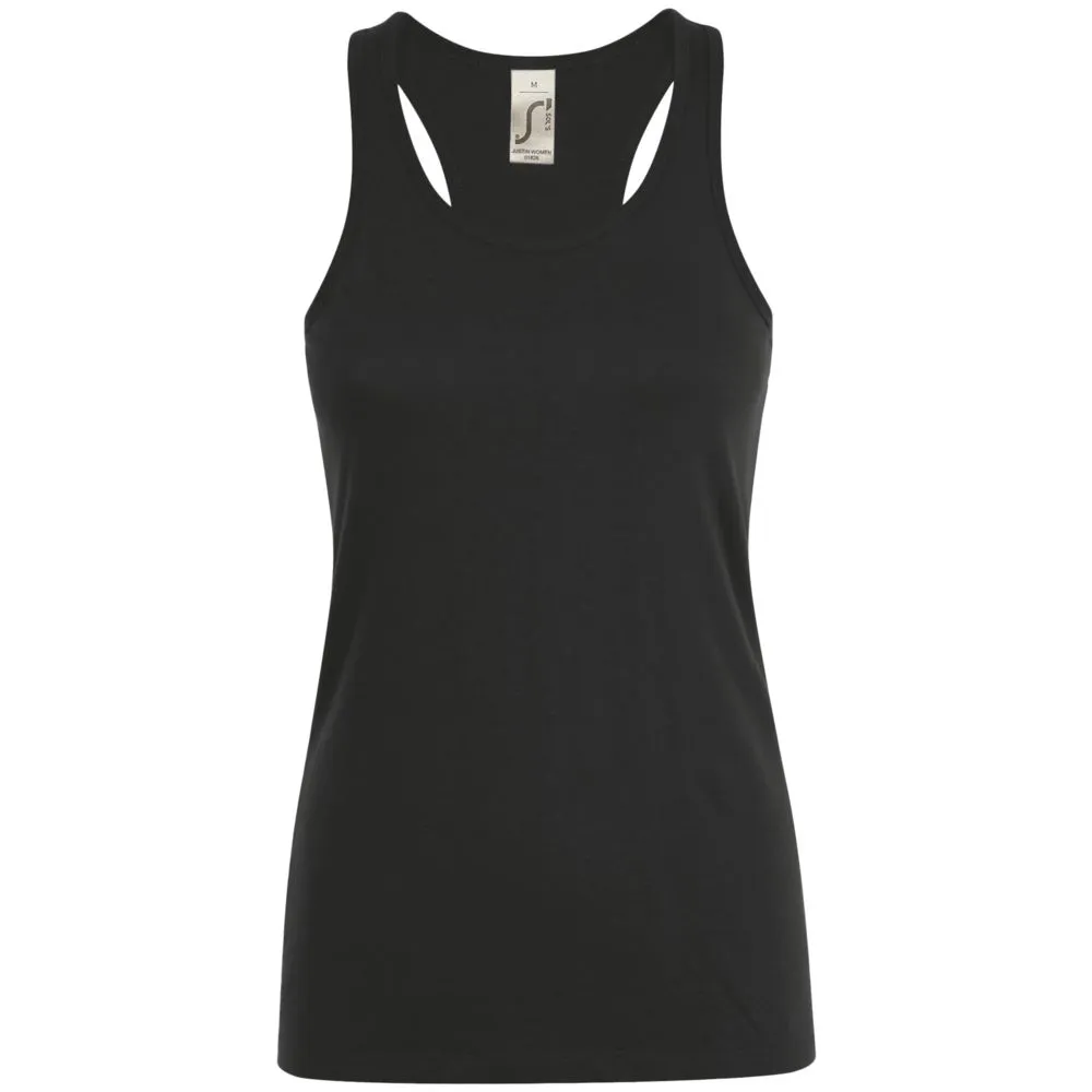 Майка женская Justin Women черная, размер S заказать онлайн с вашим дизайном на заказ в Москве и области