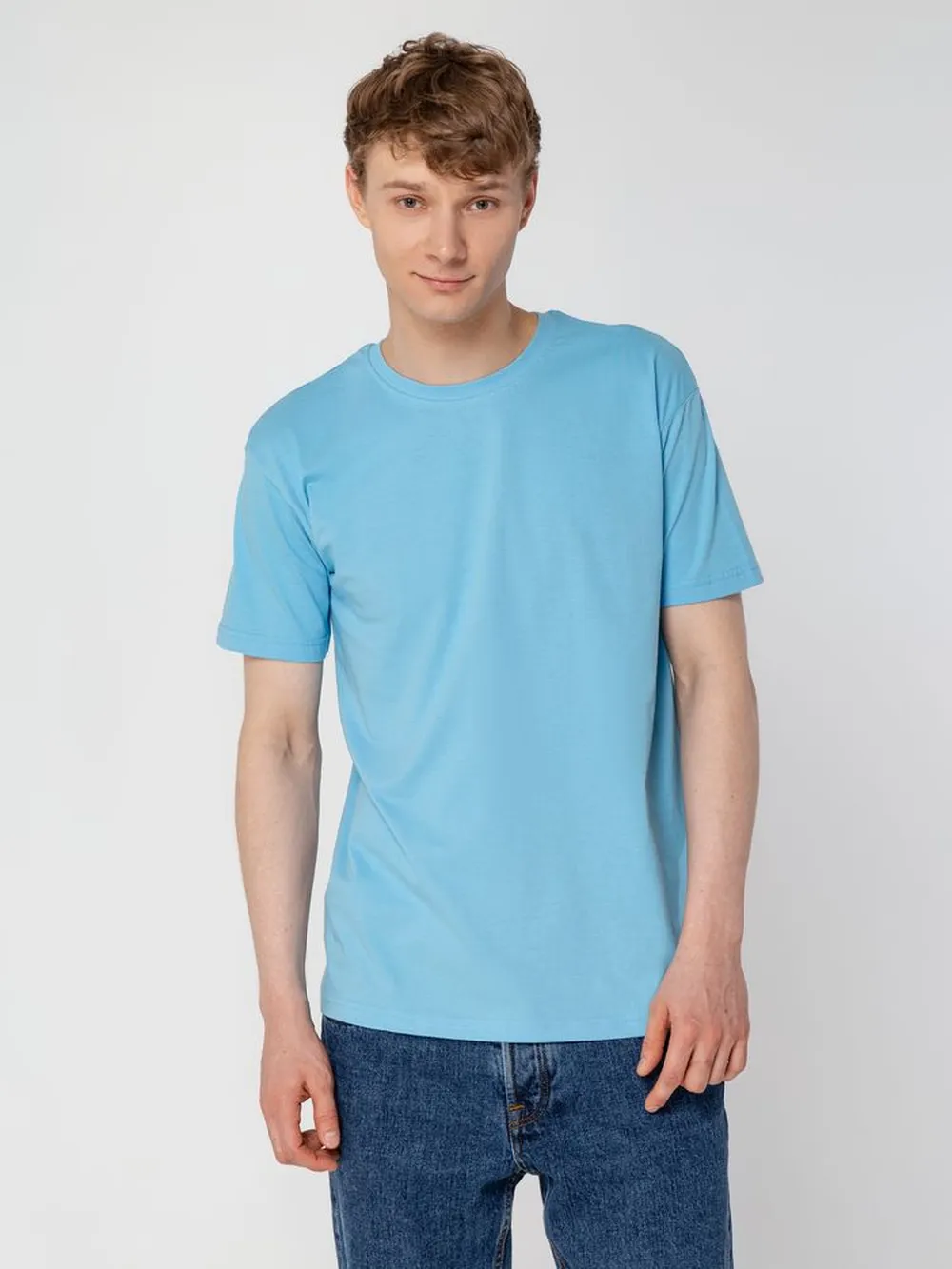 Футболка унисекс T-bolka 160, голубая, размер S заказать онлайн с вашим дизайном на заказ в Москве и области