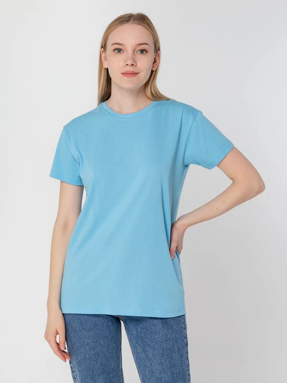 Футболка унисекс T-bolka 160, голубая, размер S заказать онлайн с вашим дизайном на заказ в Москве и области