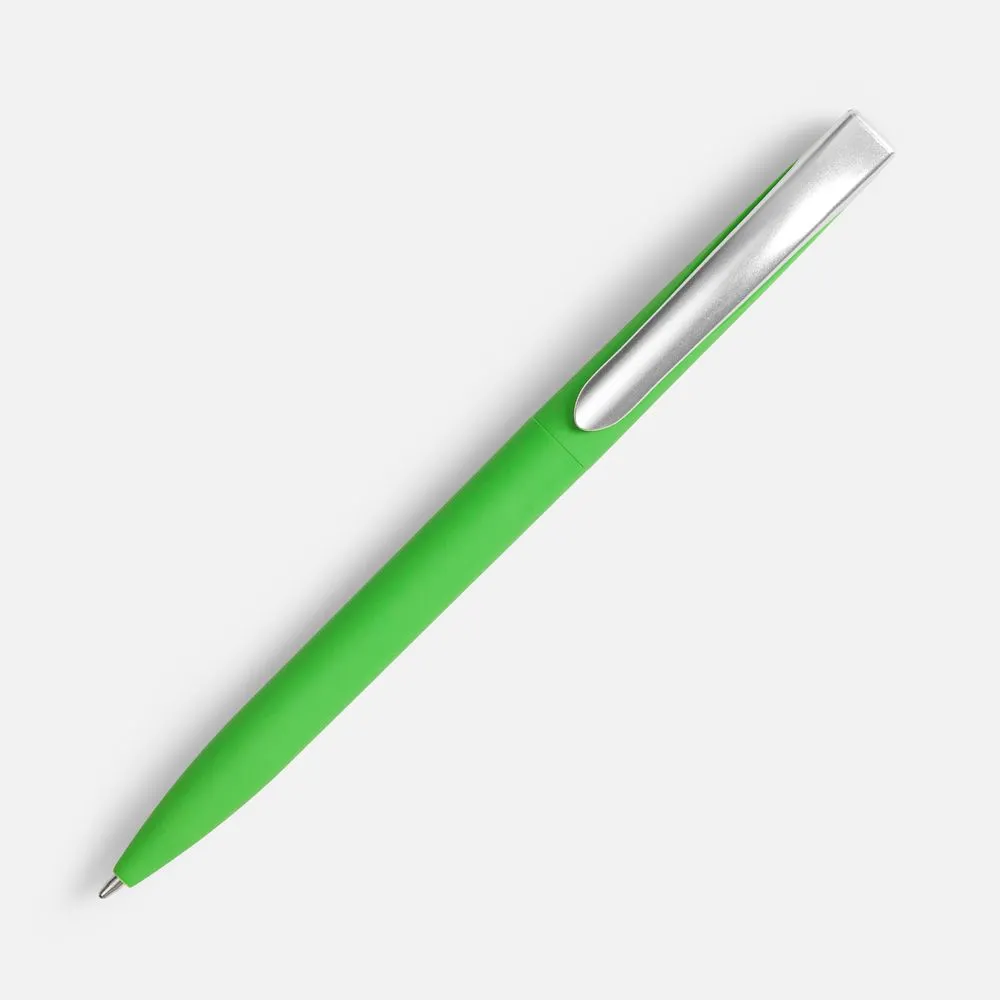 Ручка шариковая Pin Soft Touch, зеленая заказать онлайн с вашим дизайном на заказ в Москве и области