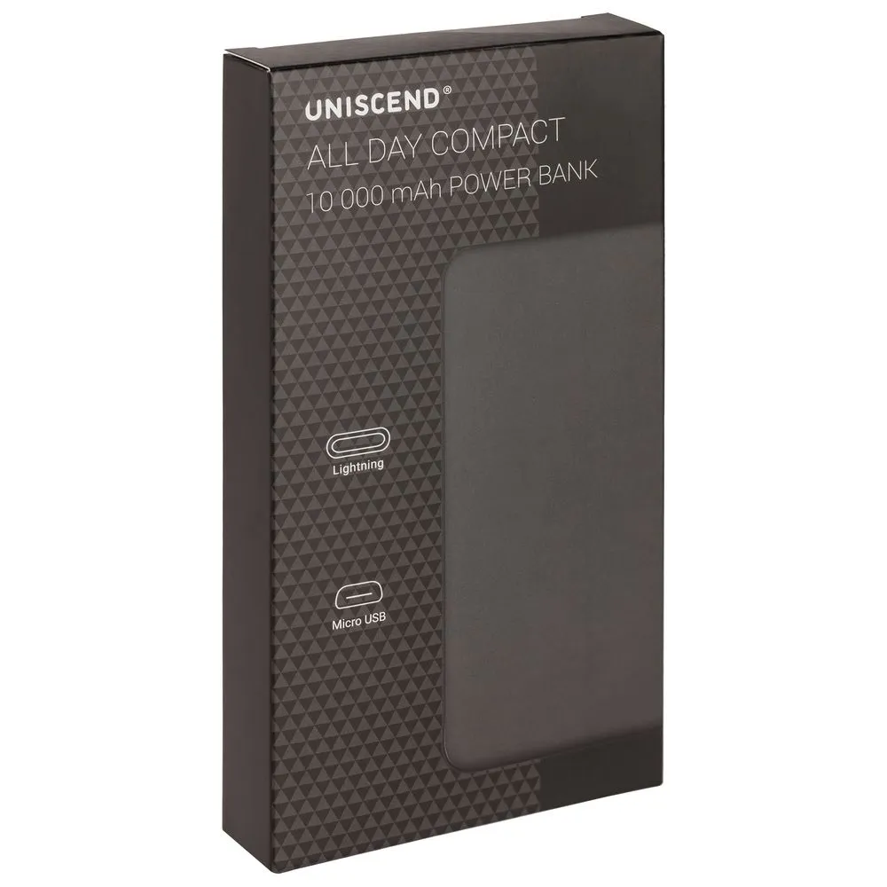 Внешний аккумулятор Uniscend All Day Compact 10000 мAч, черный заказать онлайн с вашим дизайном на заказ в Москве и области